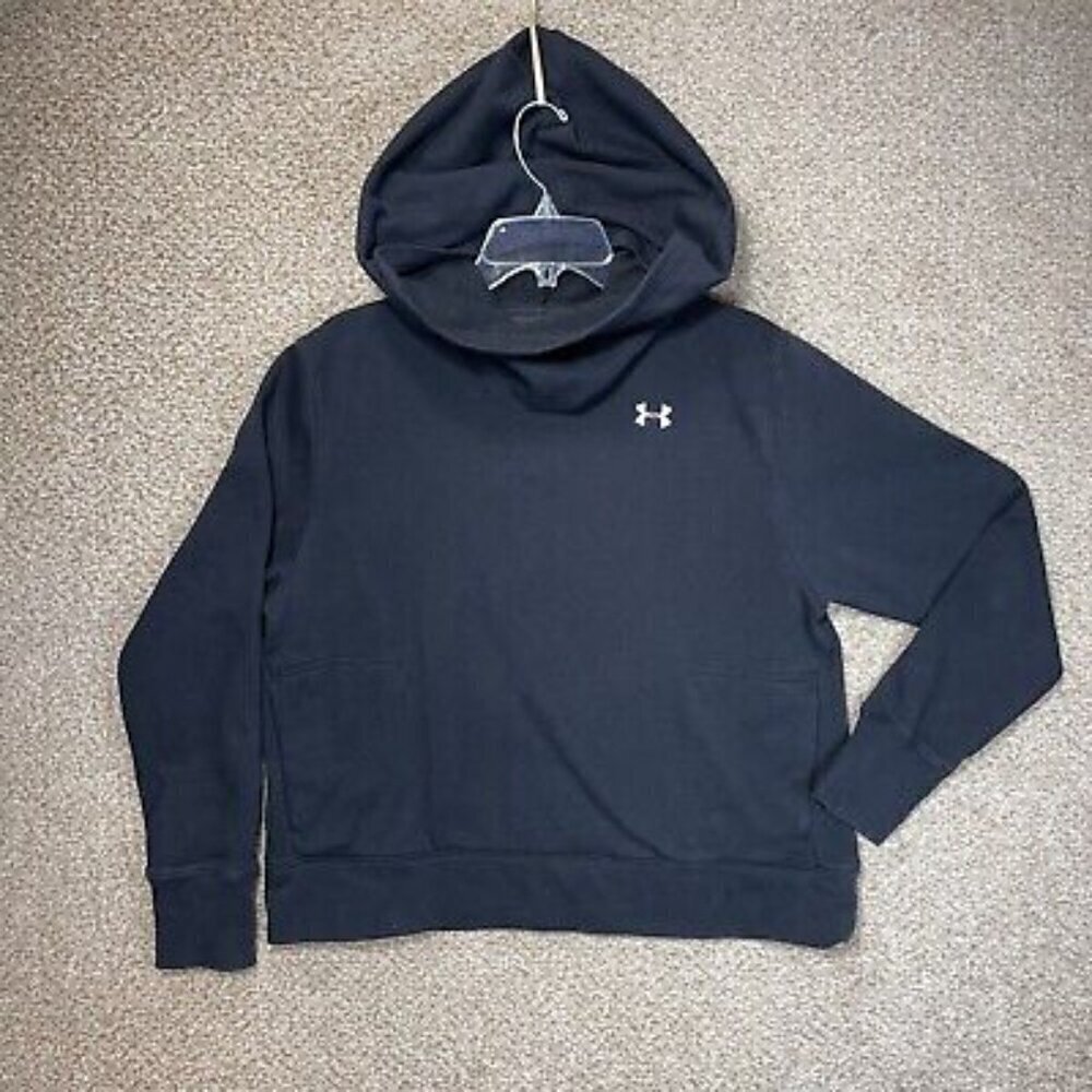 Under Armour Cotton Rival Fleece tunnel neck Logo Hoodie 1331725 Black XL